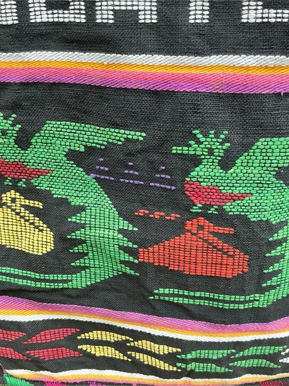 Vintage Guatemala Woven Tote Bag Padded Boho Artisan Festival Shoulder Bag
